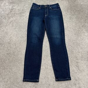 Paige Hoxton Crop High Rise Skinny Denim Jeans Womens 27 Blue Dark Wash Stretch